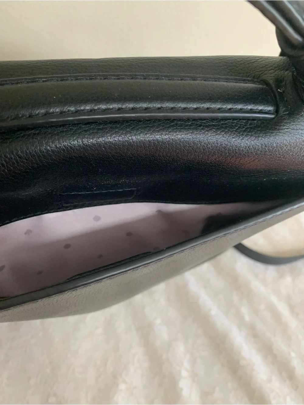 Kate Spade Bell Lane Kyleigh Black Pebbled Leather Flap Satchel Crossbody Bag